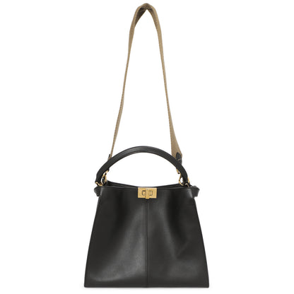 Exclusive Fendi Black Vitello Seta Medium Peekaboo X-Lite — Front View