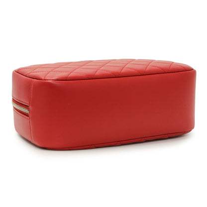 Exclusive Chanel Red Quilted Lambskin Curvy Pouch Cosmetic Case — Back View