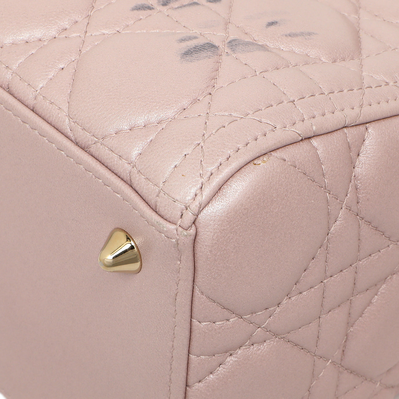 Exclusive Christian Dior Lotus Metallic Lambskin Cannage Medium Lady Dior — Detail View