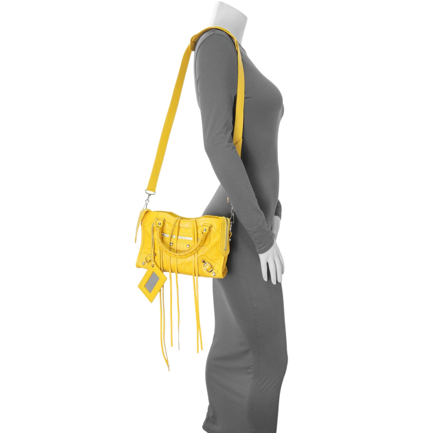 Exclusive Balenciaga Yellow Agneau Classic Hardware Mini City — Alternate View 12