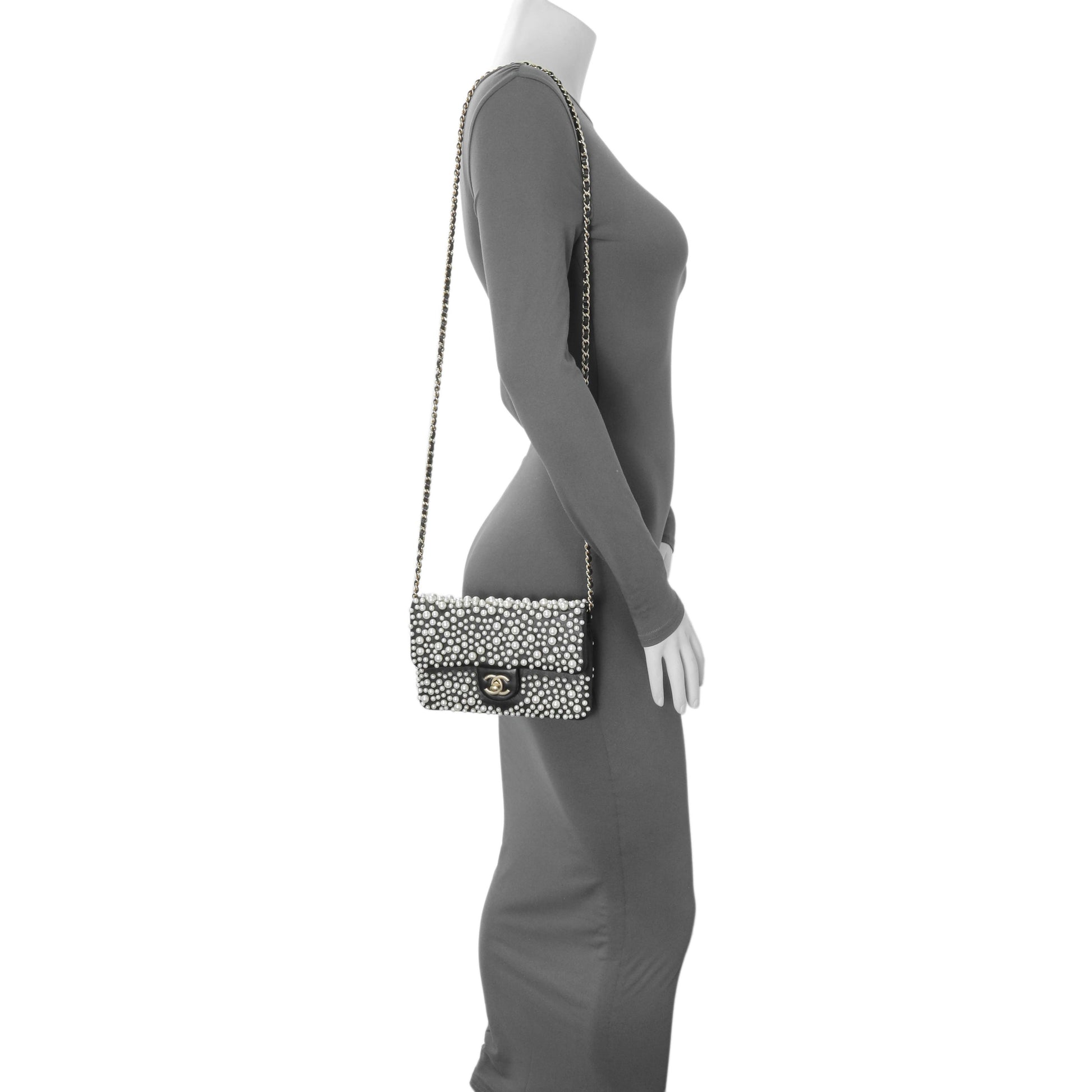 Exclusive Chanel Black Calfskin Pearly Wallet On Chain — Alternate View 7