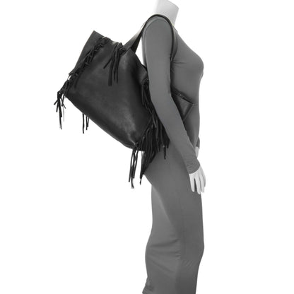 Exclusive Valentino Black Grained Calfskin C-Rockee Fringe Tote — Alternate View 7
