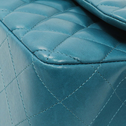 Exclusive Chanel Teal Quilted Lambskin Jumbo Classic Double Flap — Detail View