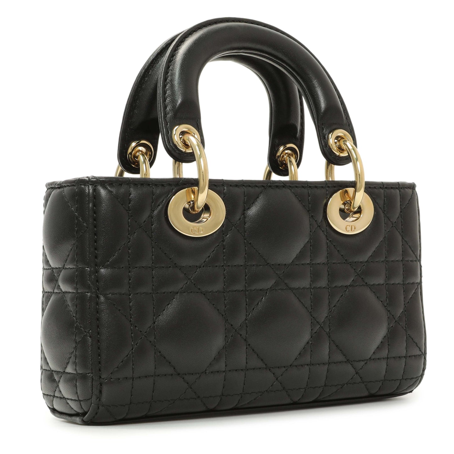 Exclusive Christian Dior Black Lambskin Cannage Micro Lady D-Joy — Side View