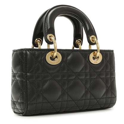 Exclusive Christian Dior Black Lambskin Cannage Micro Lady D-Joy — Side View