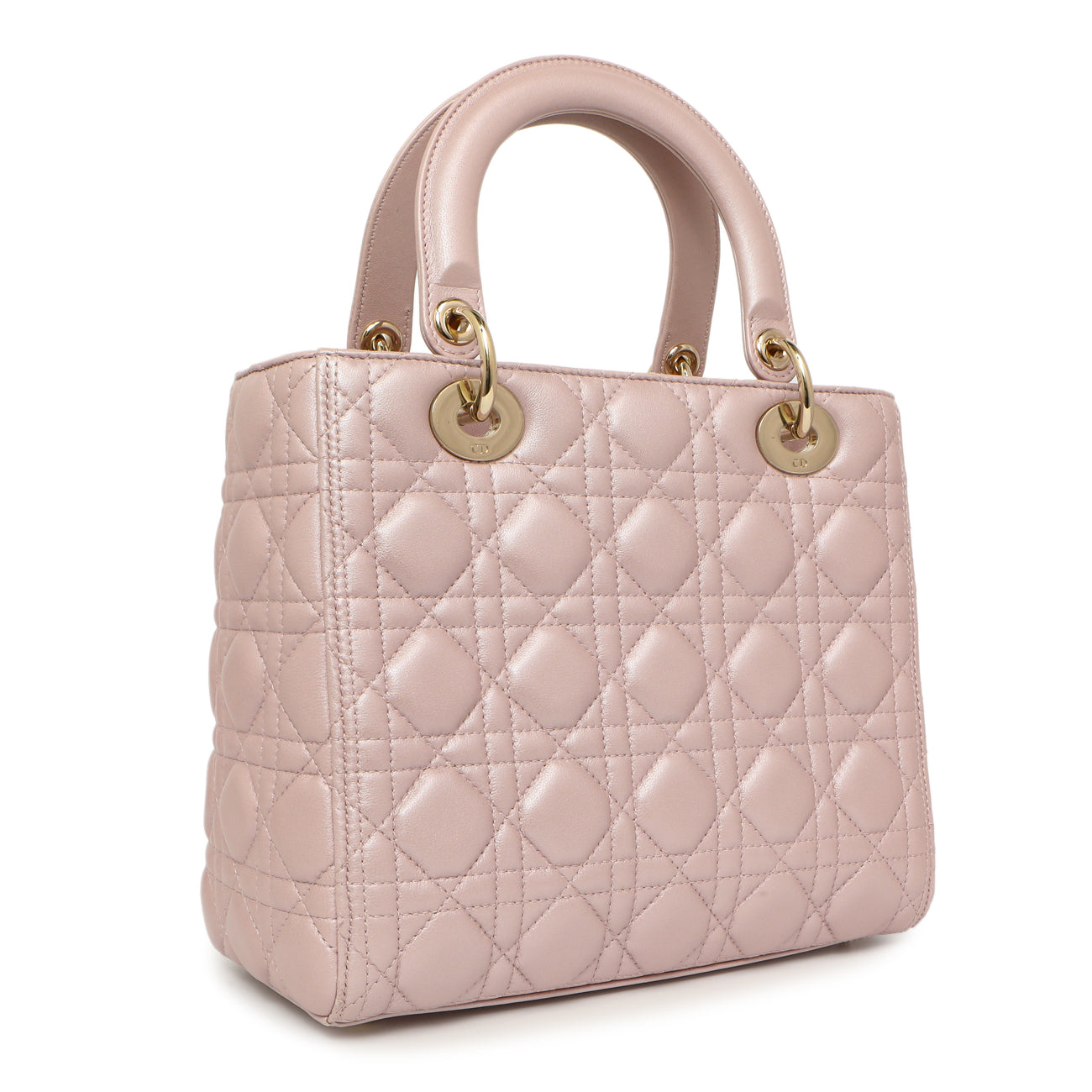 Exclusive Christian Dior Lotus Metallic Lambskin Cannage Medium Lady Dior — Side View