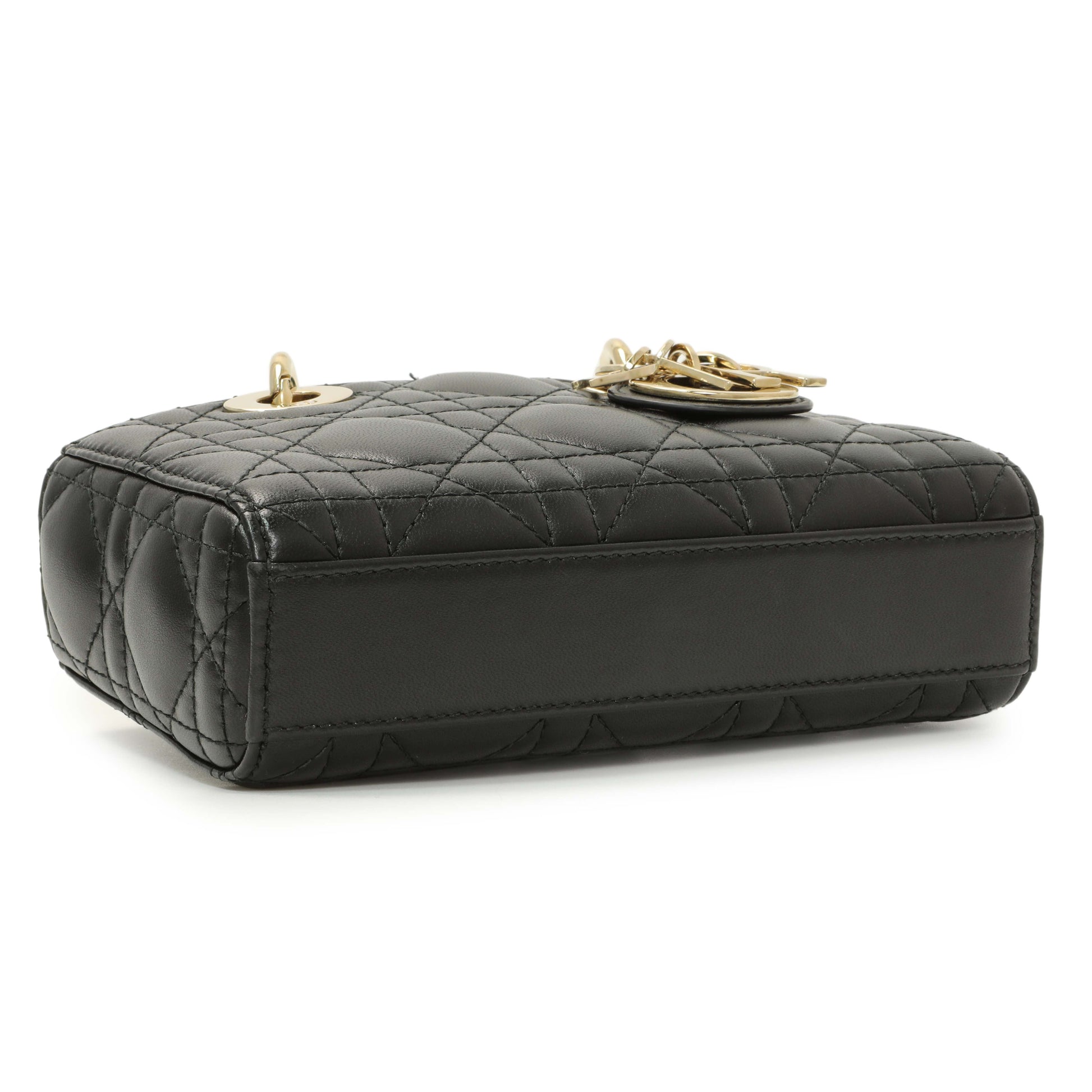 Exclusive Christian Dior Black Lambskin Cannage Micro Lady D-Joy — Back View