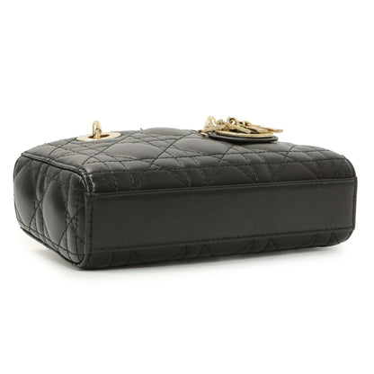 Exclusive Christian Dior Black Lambskin Cannage Micro Lady D-Joy — Back View
