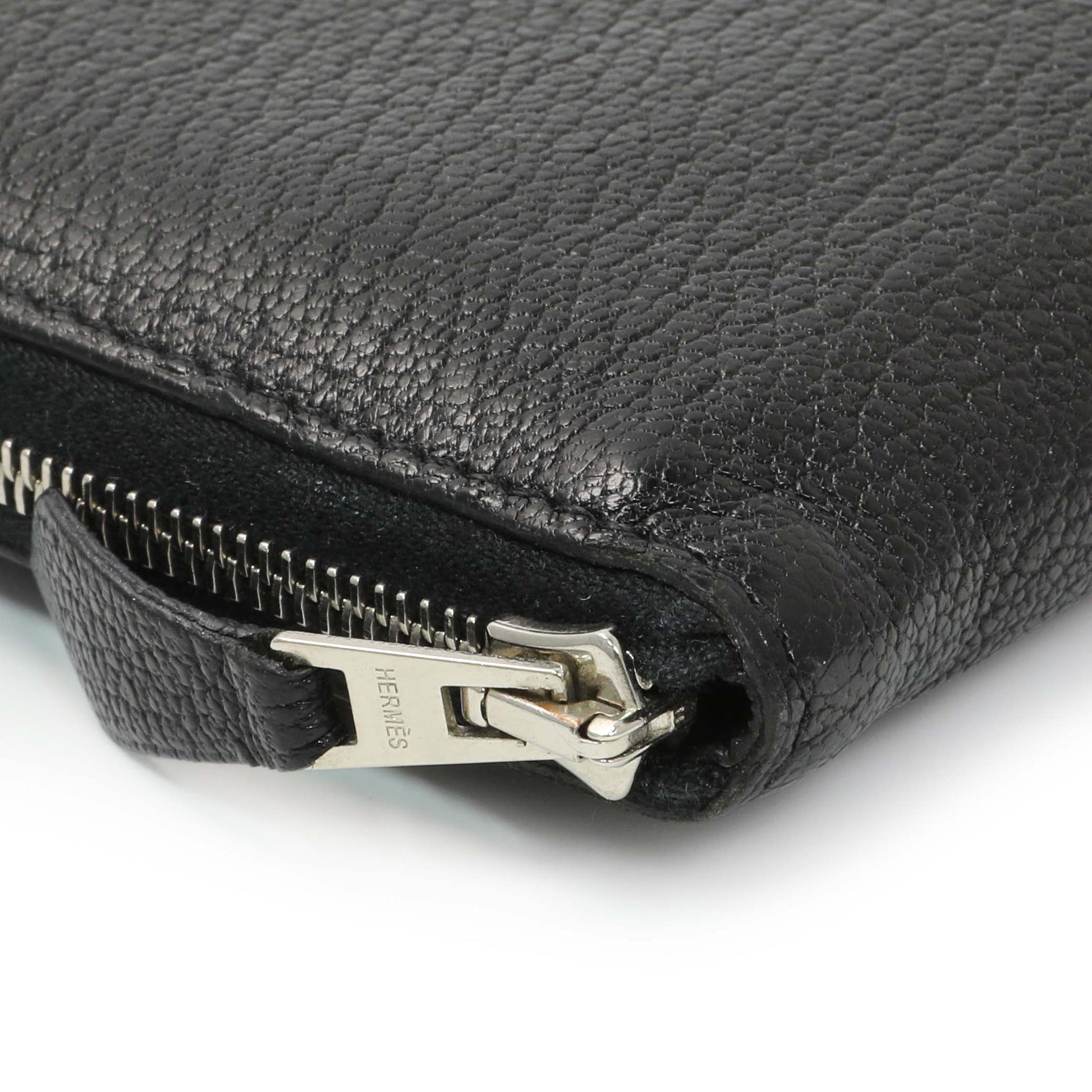 Exclusive Hermes Black Chevre Azap Wallet — Top View
