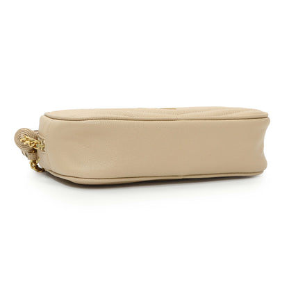 Exclusive Saint Laurent Dark Beige Grain De Poudre Matelasse Monogram Mini Lou Camera Bag — Back View