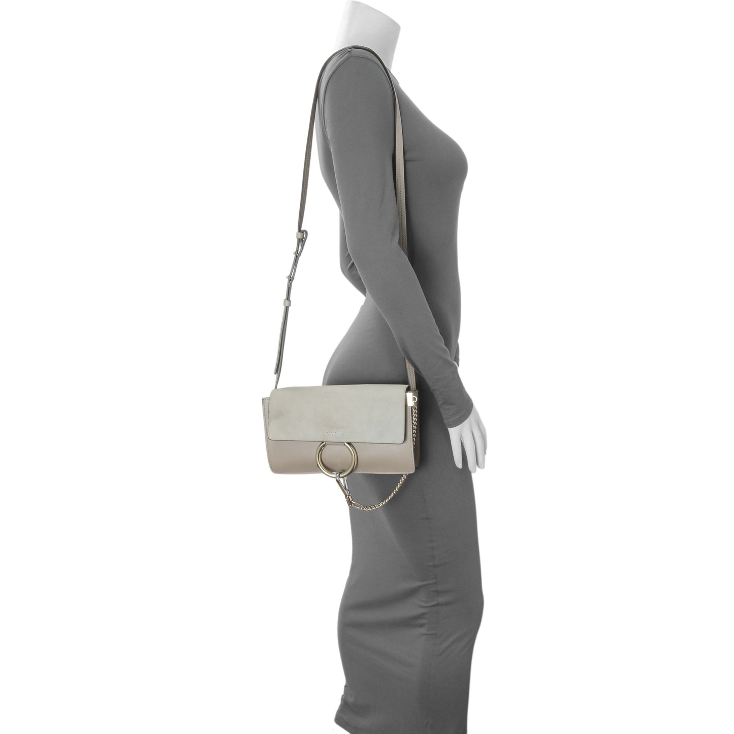 Exclusive Chloe Grey Suede Calfskin Mini Faye Shoulder Bag — Alternate View 7