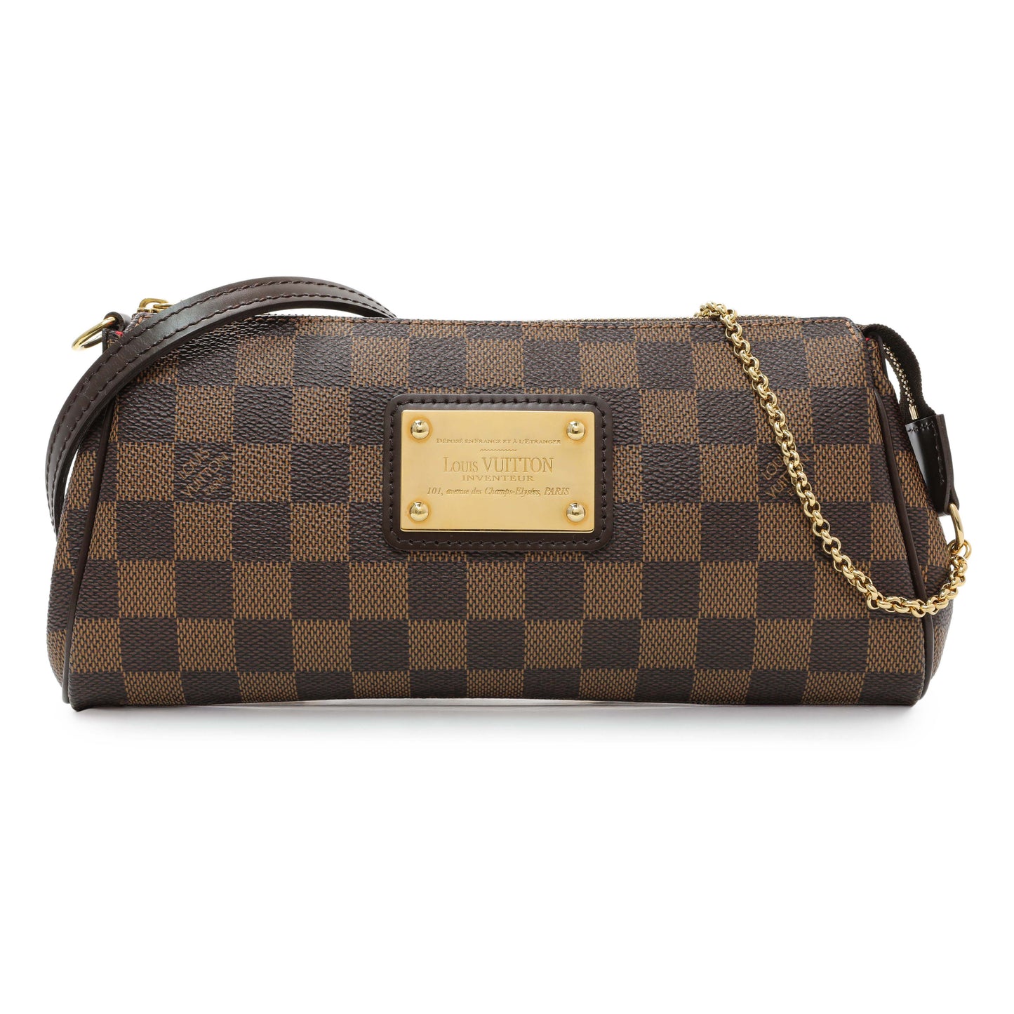 Exclusive Louis Vuitton Damier Ebene Eva Clutch — Front View