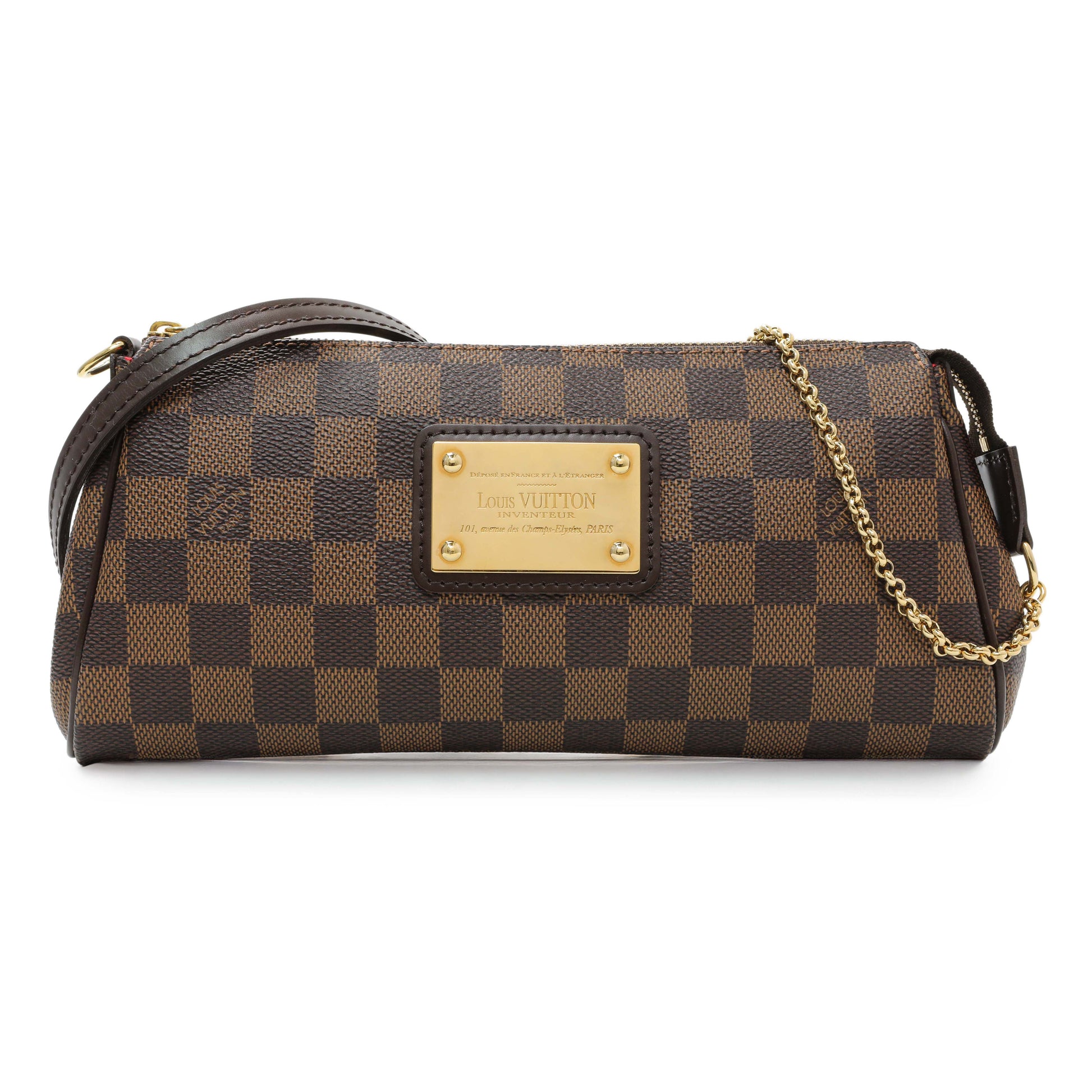 Exclusive Louis Vuitton Damier Ebene Eva Clutch — Front View