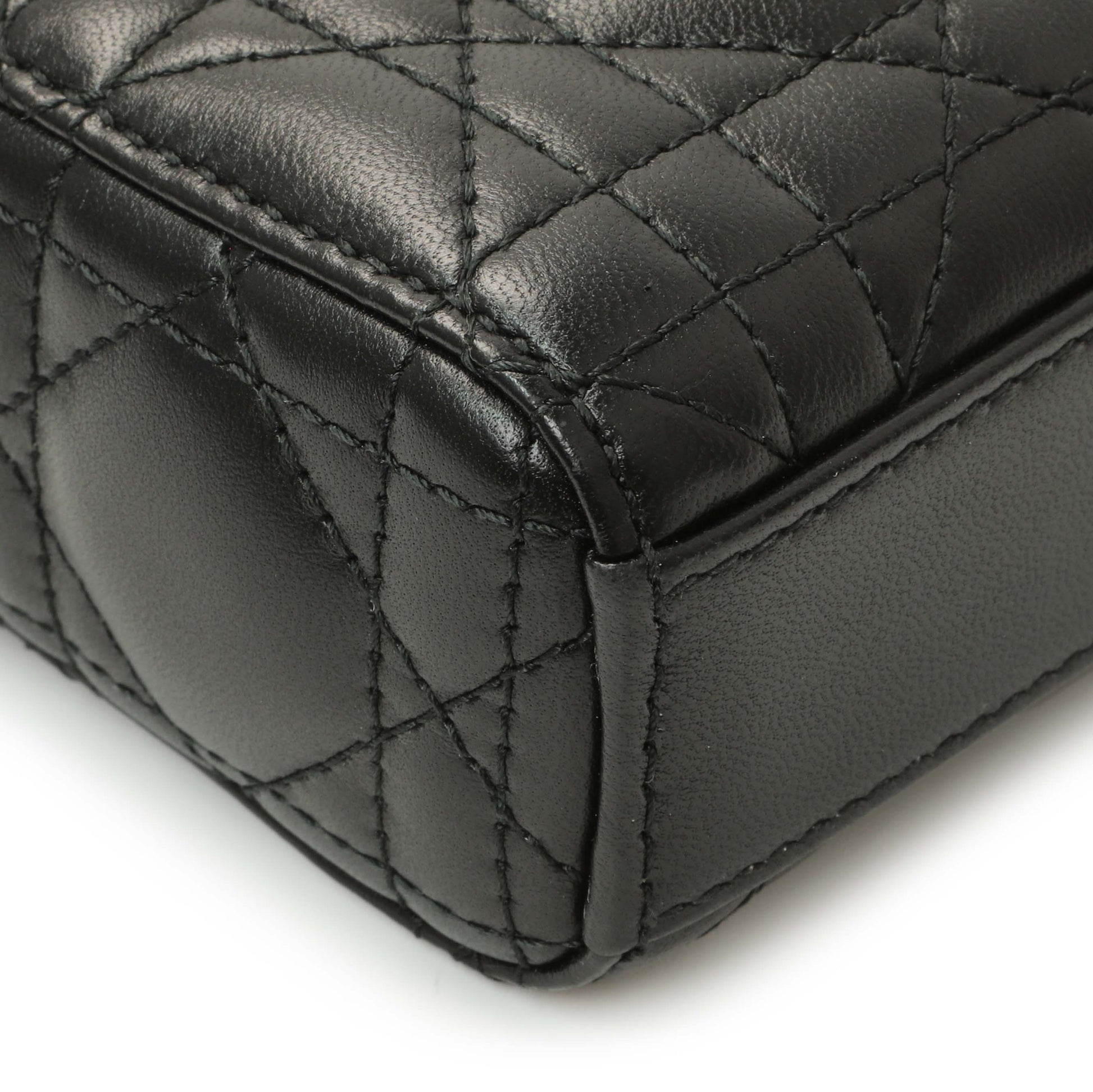 Exclusive Christian Dior Black Lambskin Cannage Micro Lady D-Joy — Top View