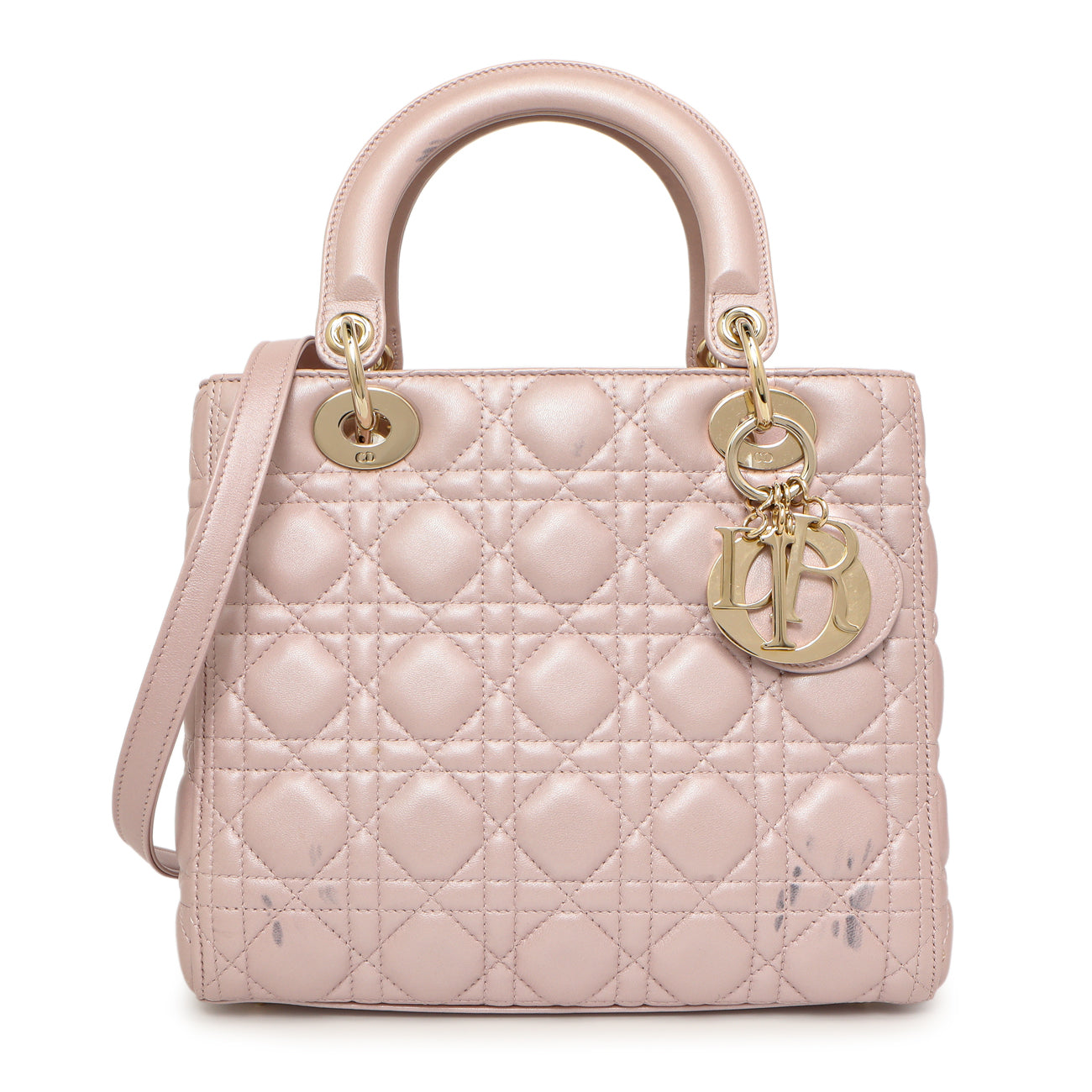 Exclusive Christian Dior Lotus Metallic Lambskin Cannage Medium Lady Dior — Front View
