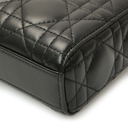Exclusive Christian Dior Black Lambskin Cannage Micro Lady D-Joy — Detail View