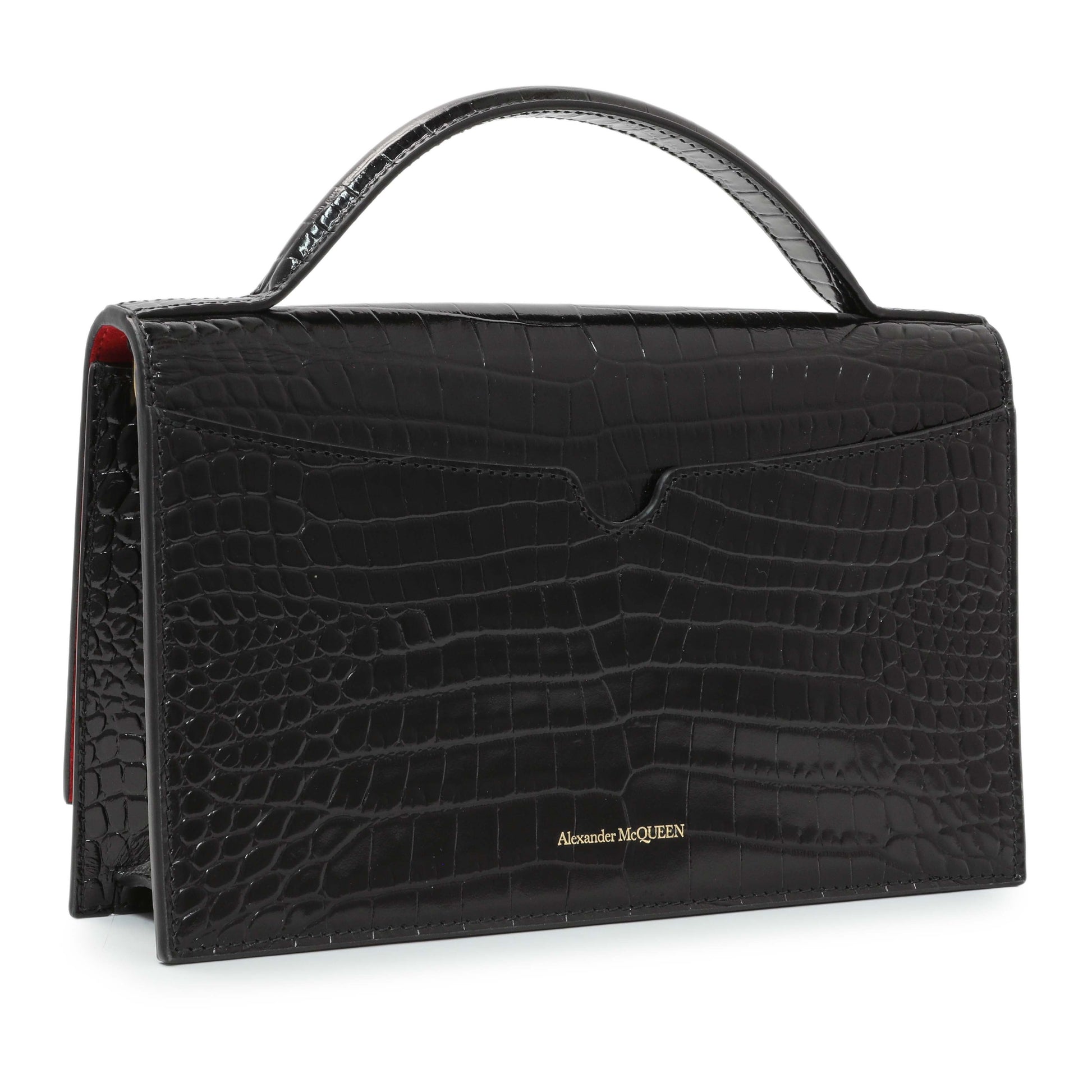 Exclusive Alexander McQueen Skull Embellished Embossed Top Handle Bag — Side View