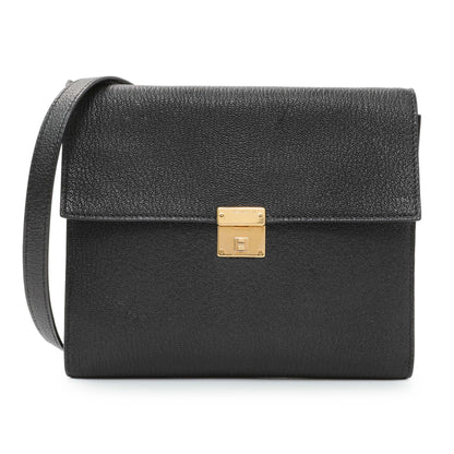 Exclusive Hermes Black Chèvre Mysore Clic 16 — Front View