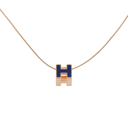Exclusive Hermes Lacquered Cage d'H Pendant Necklace — Front View