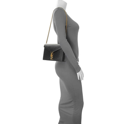 Exclusive Saint Laurent Black Grain De Poudre Monogram Cassandra Clasp Bag — Alternate View 7