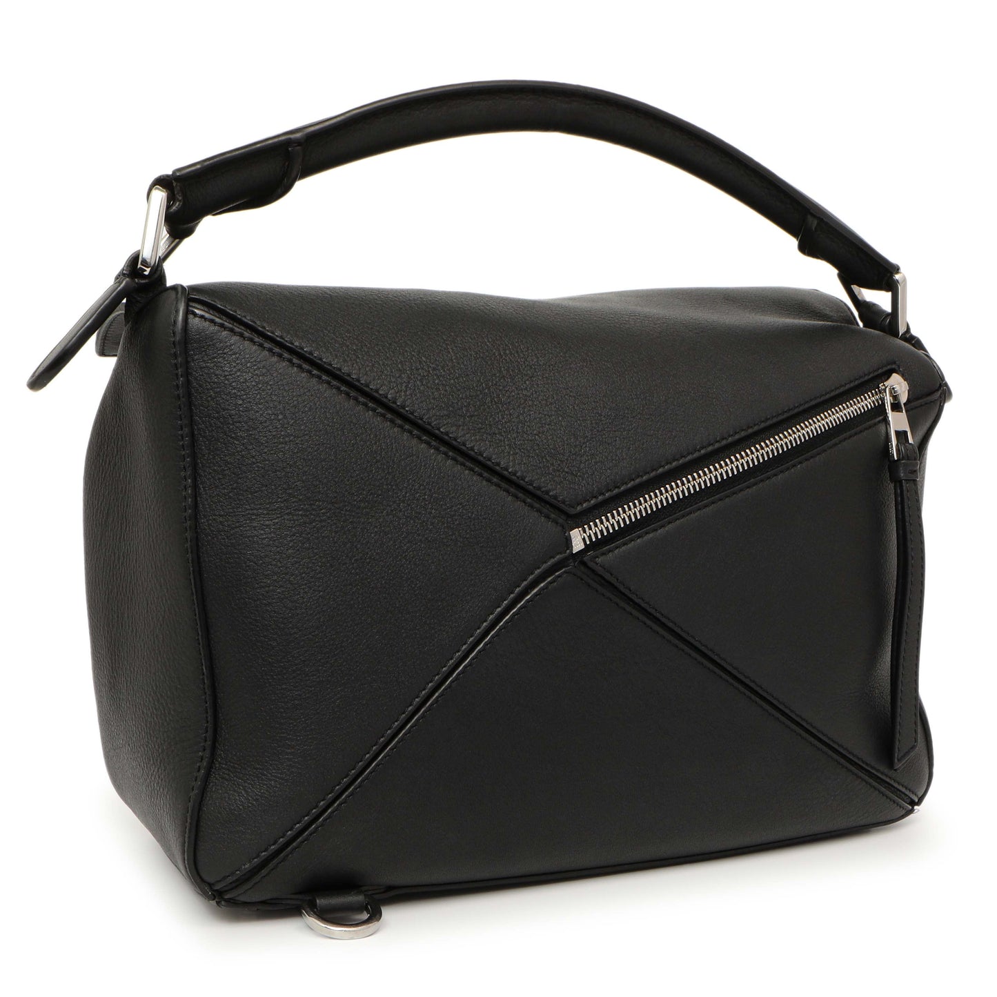 Exclusive Loewe Black Calfskin Medium Puzzle Bag — Side View