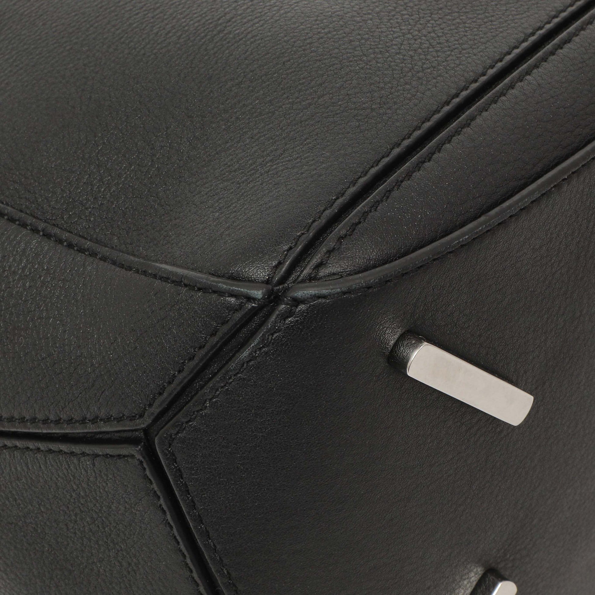Exclusive Loewe Black Calfskin Medium Puzzle Bag — Top View