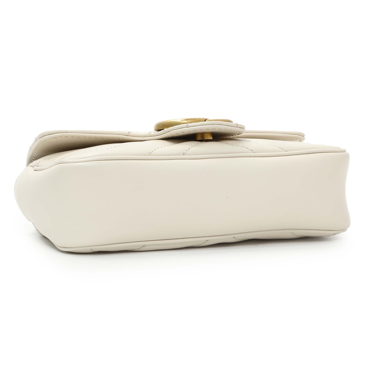 Exclusive Gucci White Calfskin Matelasse Super Mini GG Marmont Shoulder Bag — Back View