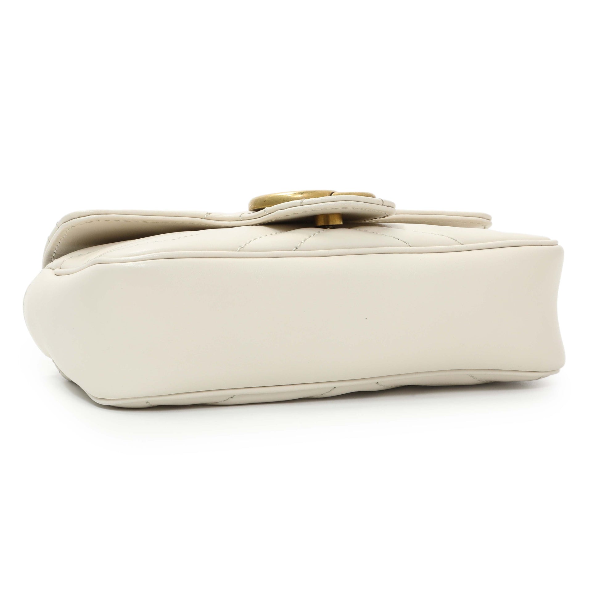 Exclusive Gucci White Calfskin Matelasse Super Mini GG Marmont Shoulder Bag — Back View