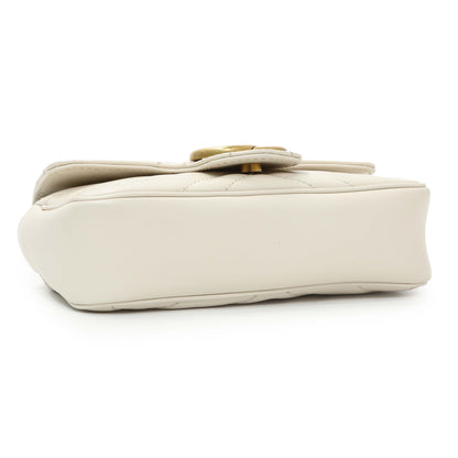 Exclusive Gucci White Calfskin Matelasse Super Mini GG Marmont Shoulder Bag — Back View