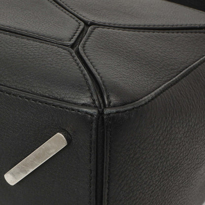 Exclusive Loewe Black Calfskin Medium Puzzle Bag — Detail View