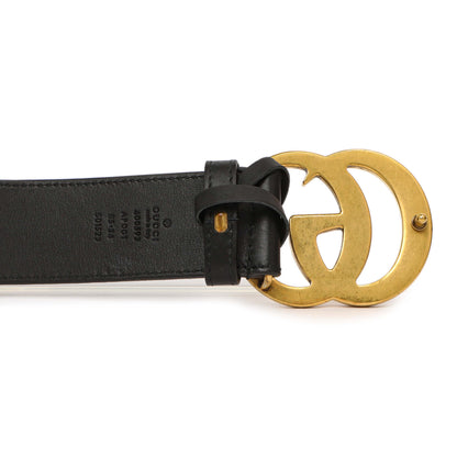 Exclusive Gucci Black Calfskin Double G 40mm Belt — Top View