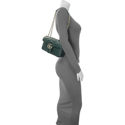 Exclusive Gucci Green Lambskin Matelasse Medium GG Marmont Shoulder Bag NM — Alternate View 7