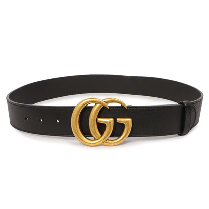 Exclusive Gucci Black Calfskin Double G 40mm Belt — Front View