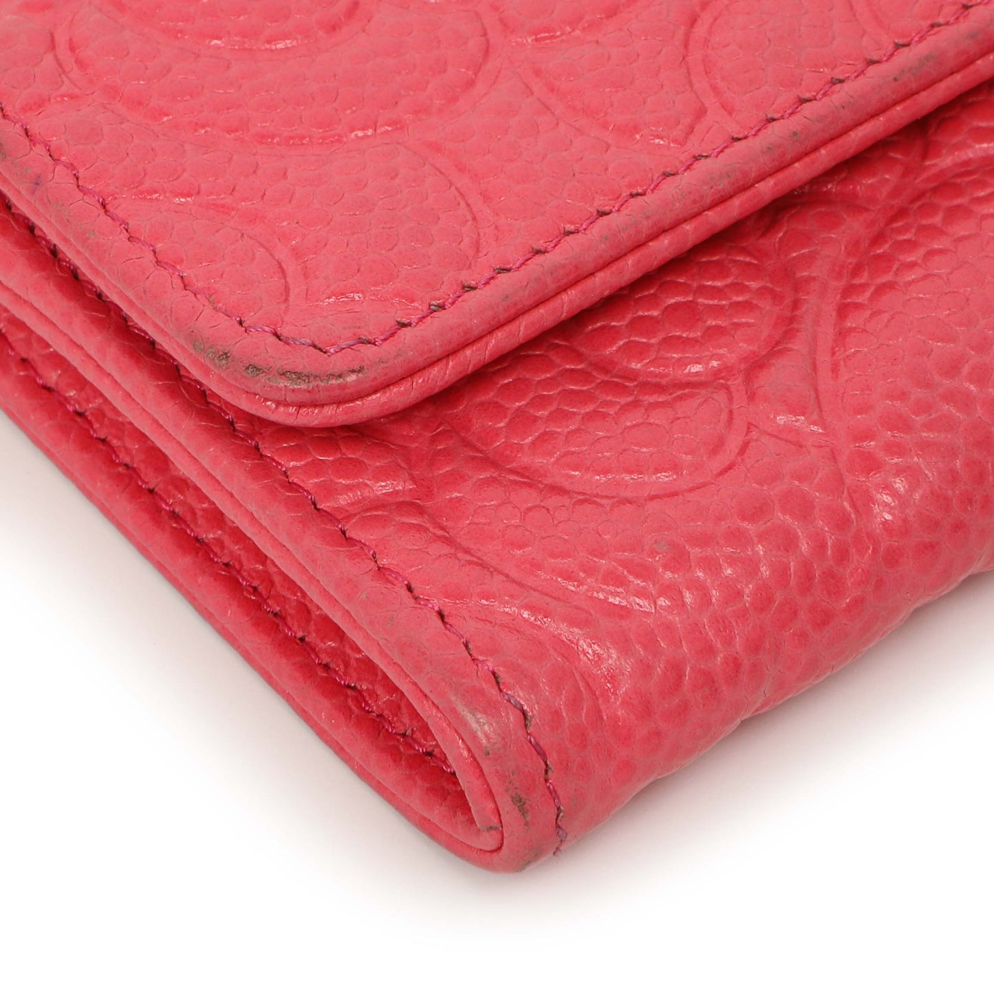 Exclusive Chanel Pink Caviar Camellia Card Holder — Top View
