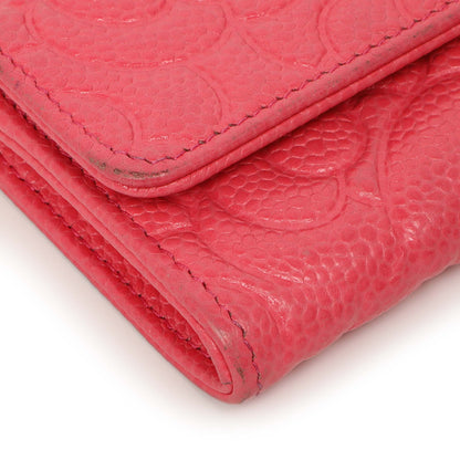 Exclusive Chanel Pink Caviar Camellia Card Holder — Top View