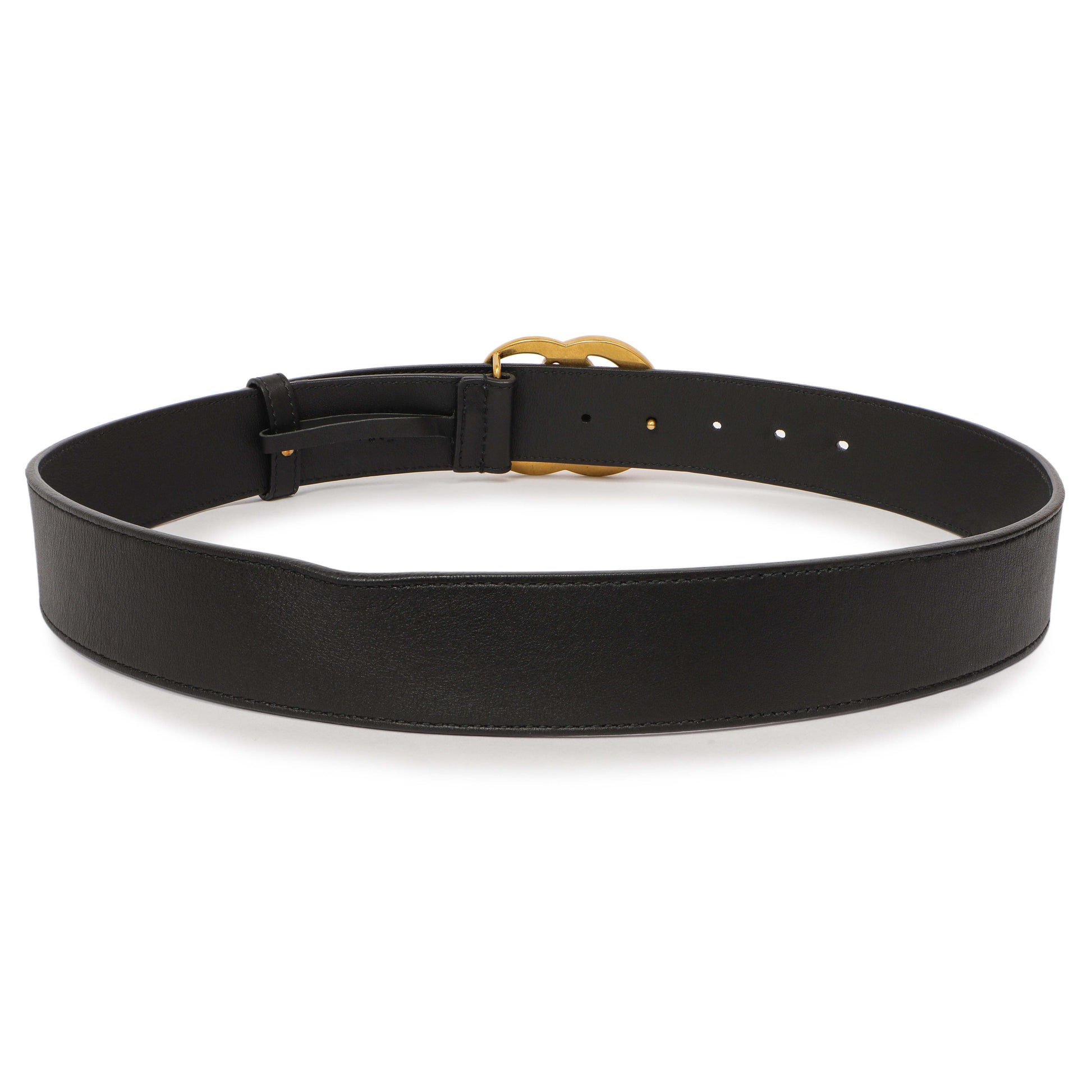 Exclusive Gucci Black Calfskin Double G 40mm Belt — Side View
