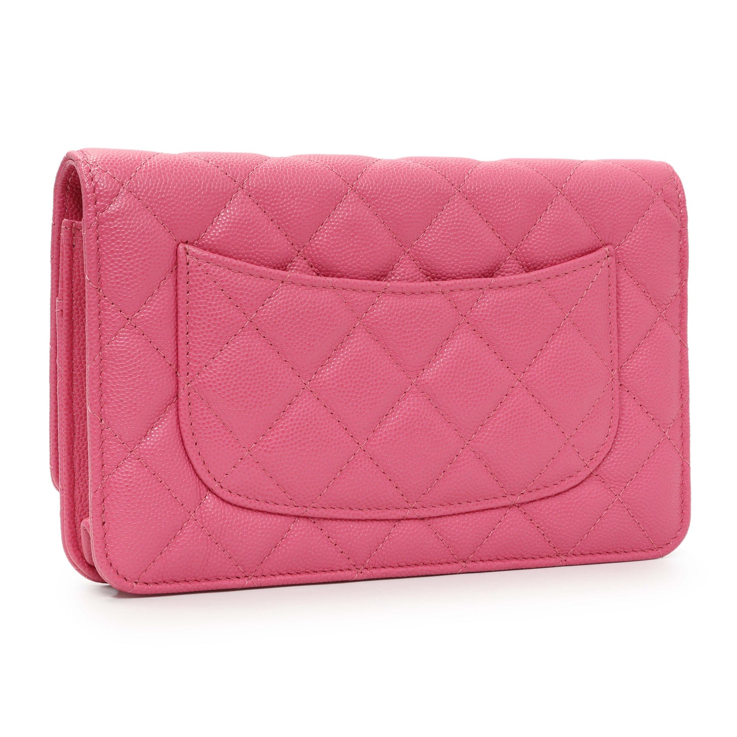 Exclusive Chanel Pink Caviar Wallet on Chain — Side View