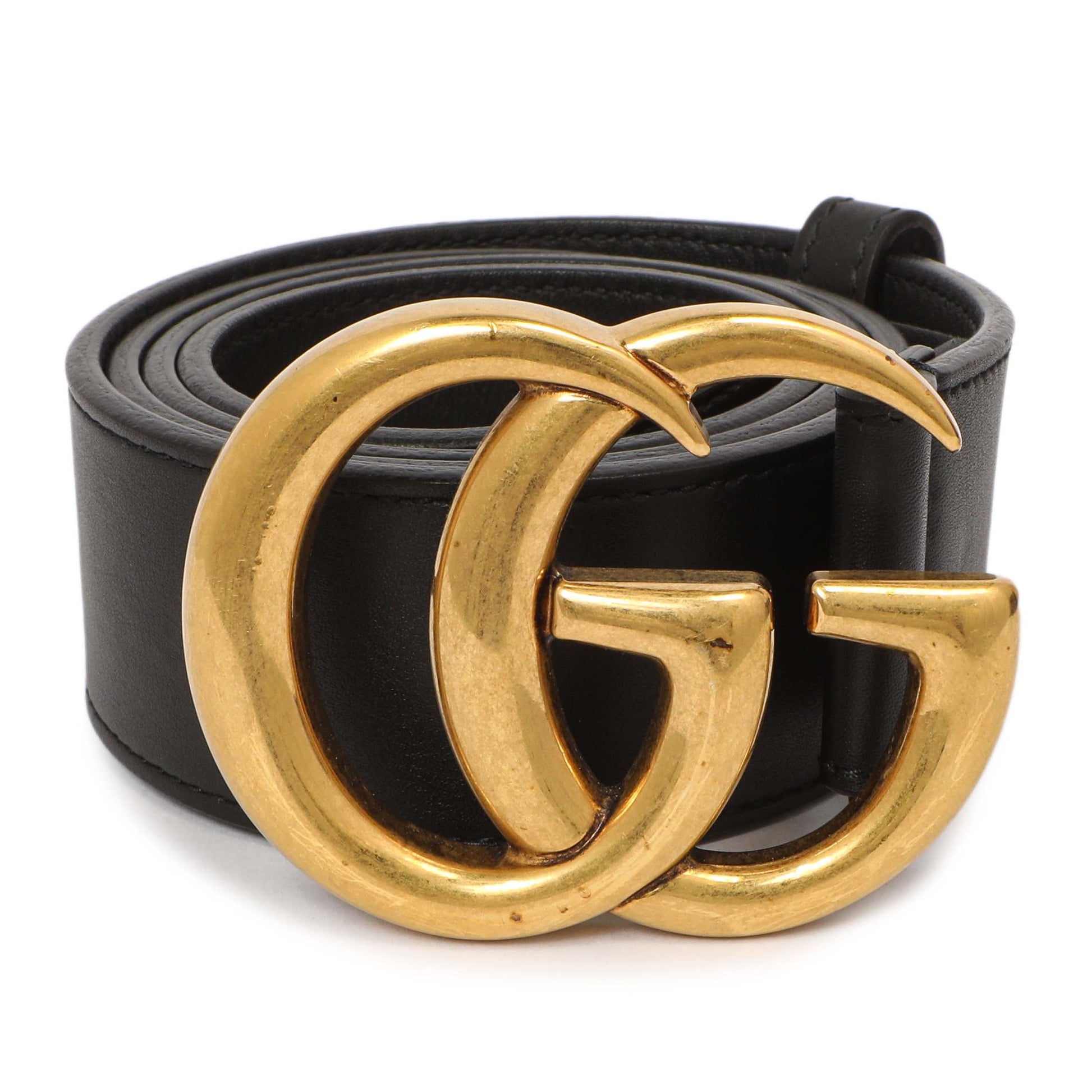 Exclusive Gucci Black Calfskin Double G 40mm Belt — Back View