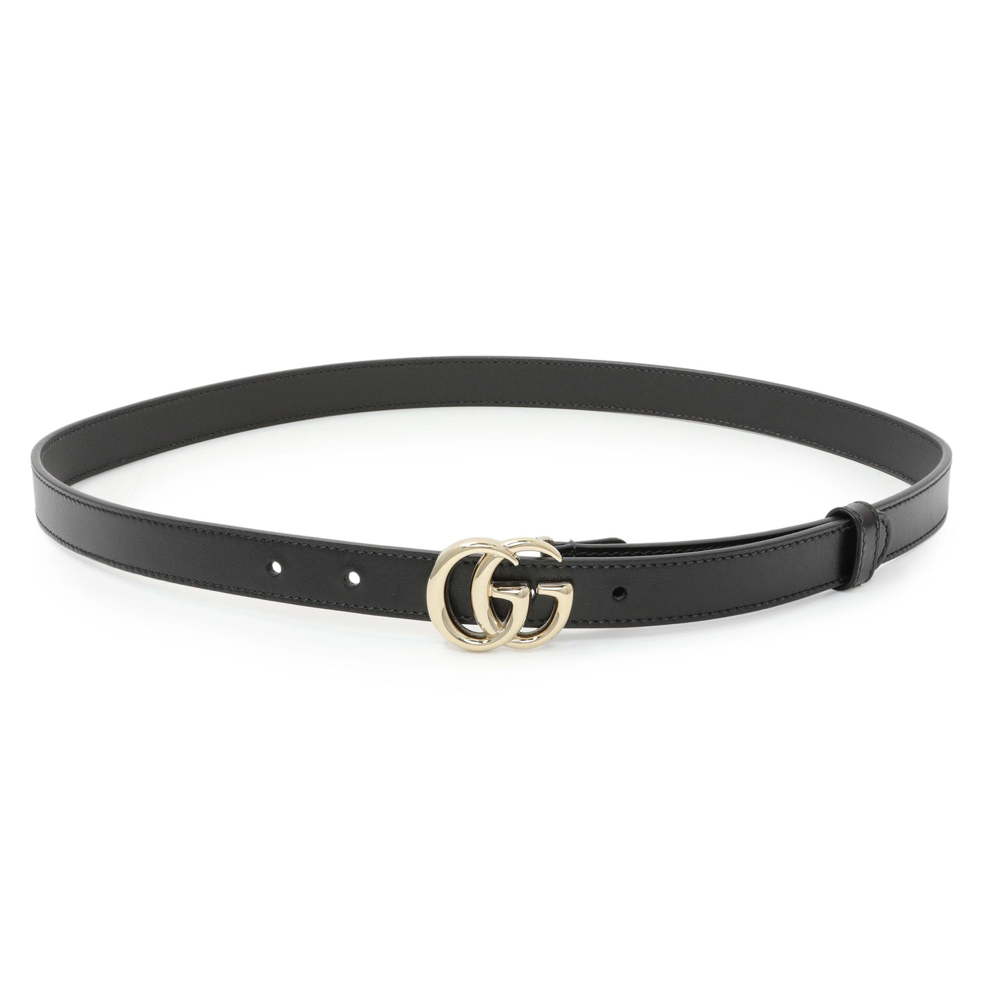 Exclusive Gucci Black Calfskin Double G 20mm Belt — Front View