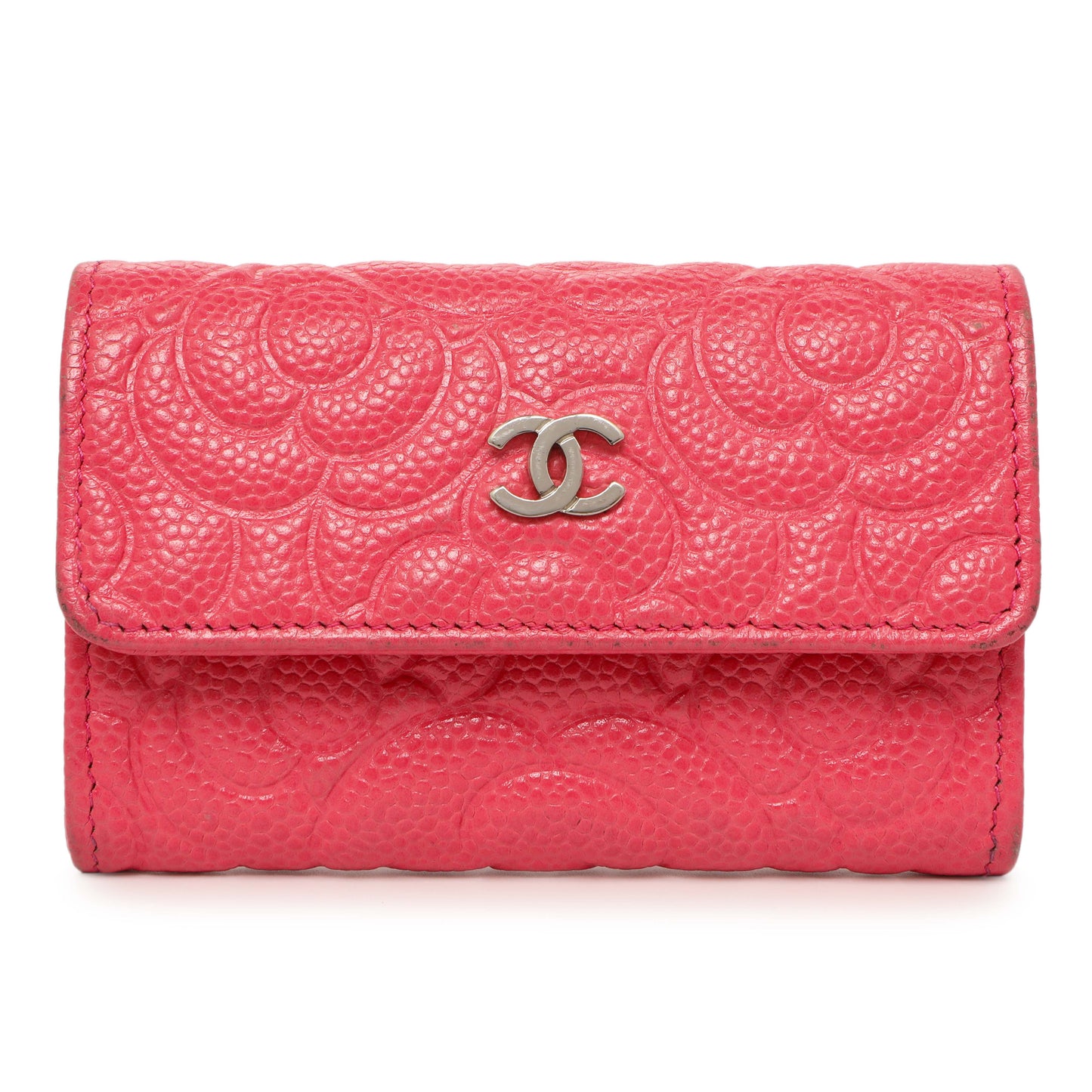 Exclusive Chanel Pink Caviar Camellia Card Holder — Front View
