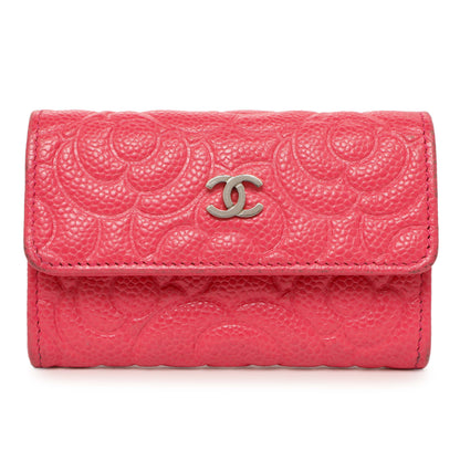 Exclusive Chanel Pink Caviar Camellia Card Holder — Front View