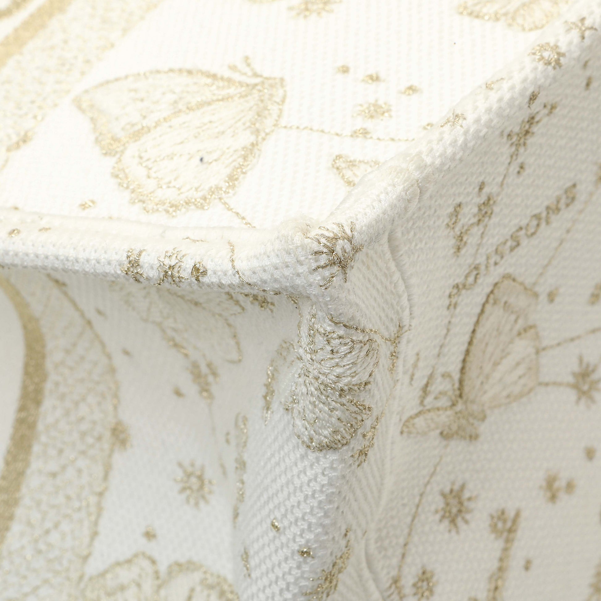Exclusive Christian Dior White Gold Canvas Embroidered Medium Zodiac Print Book Tote — Top View