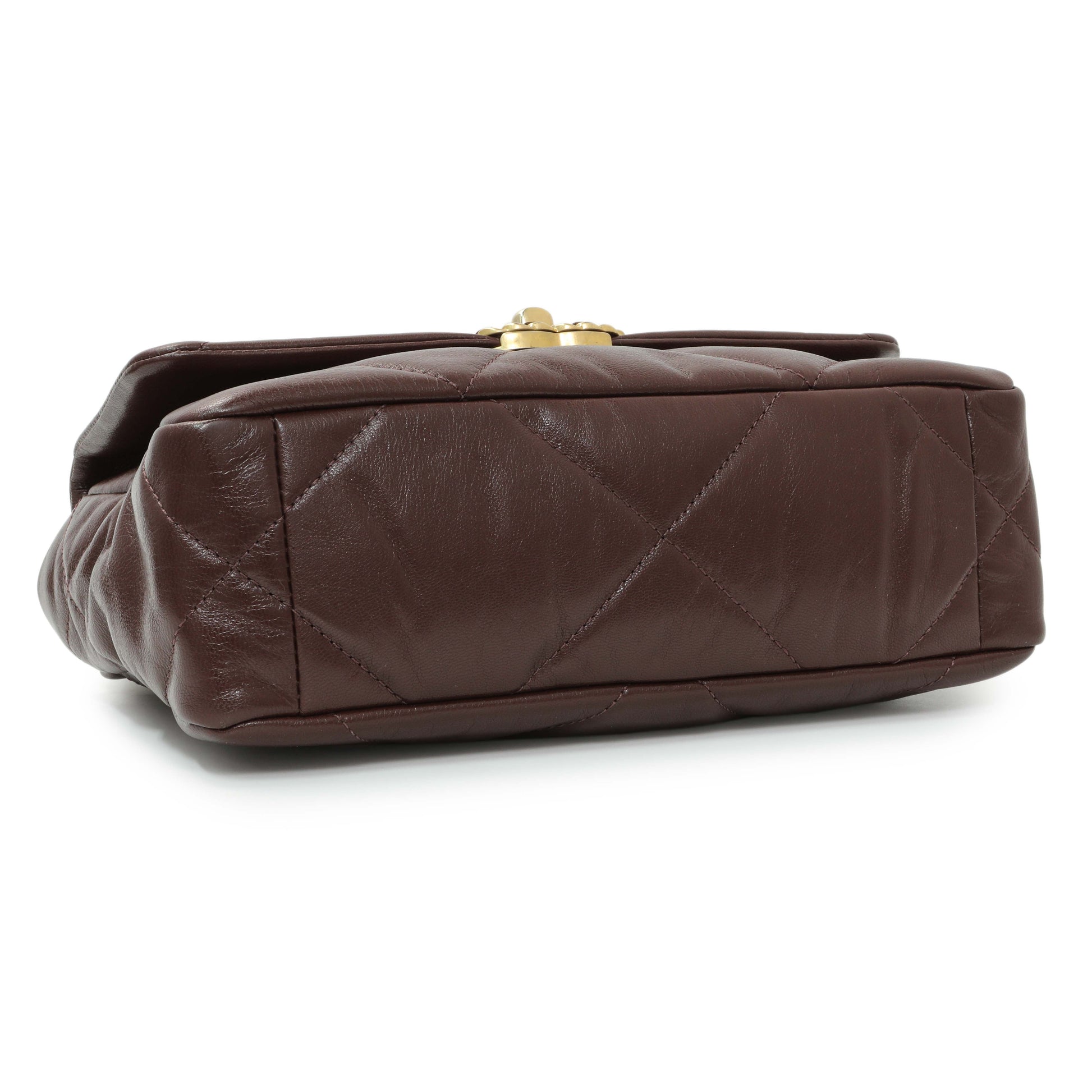 Exclusive Chanel Burgundy Quilted Goatskin Medium Chanel 19 Flap — Top View