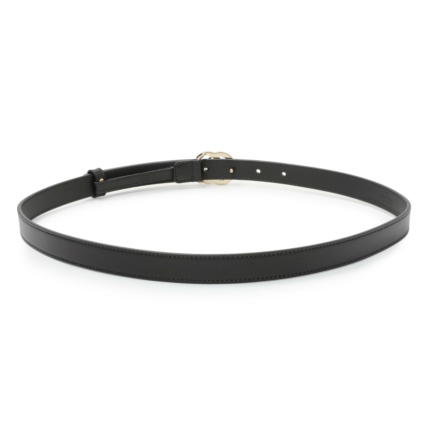 Exclusive Gucci Black Calfskin Double G 20mm Belt — Side View