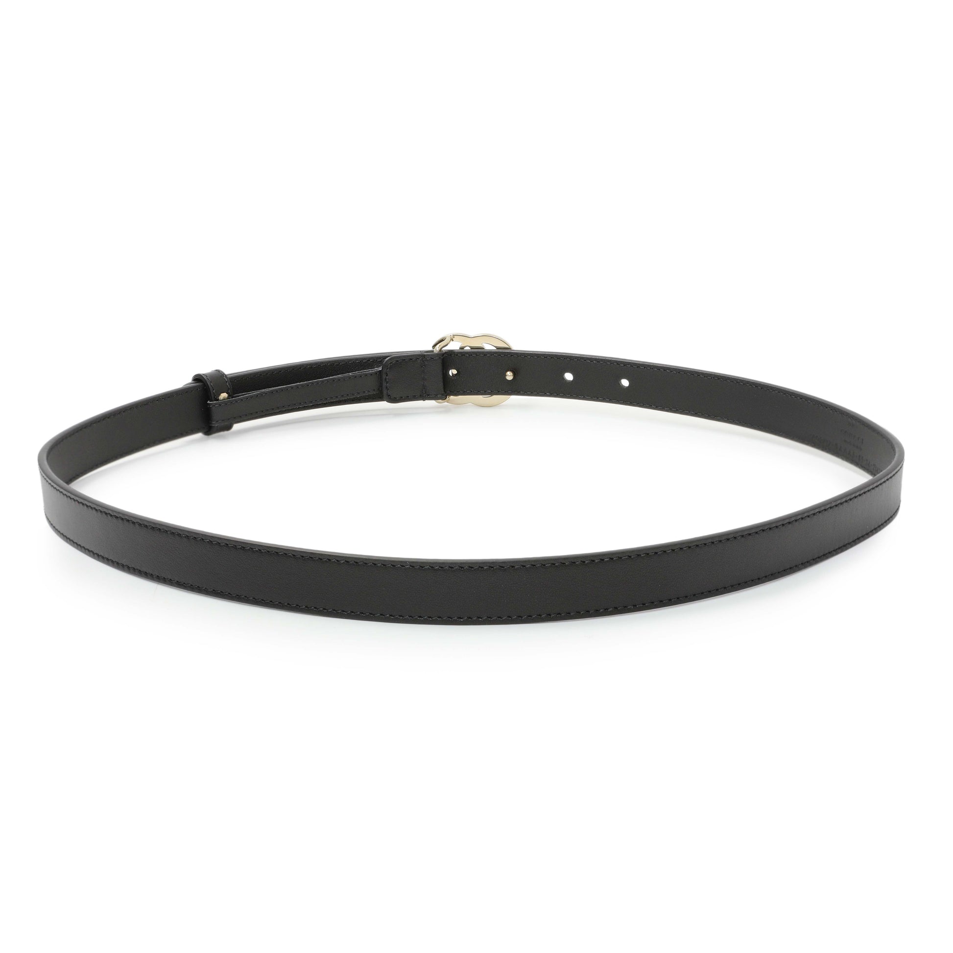 Exclusive Gucci Black Calfskin Double G 20mm Belt — Side View