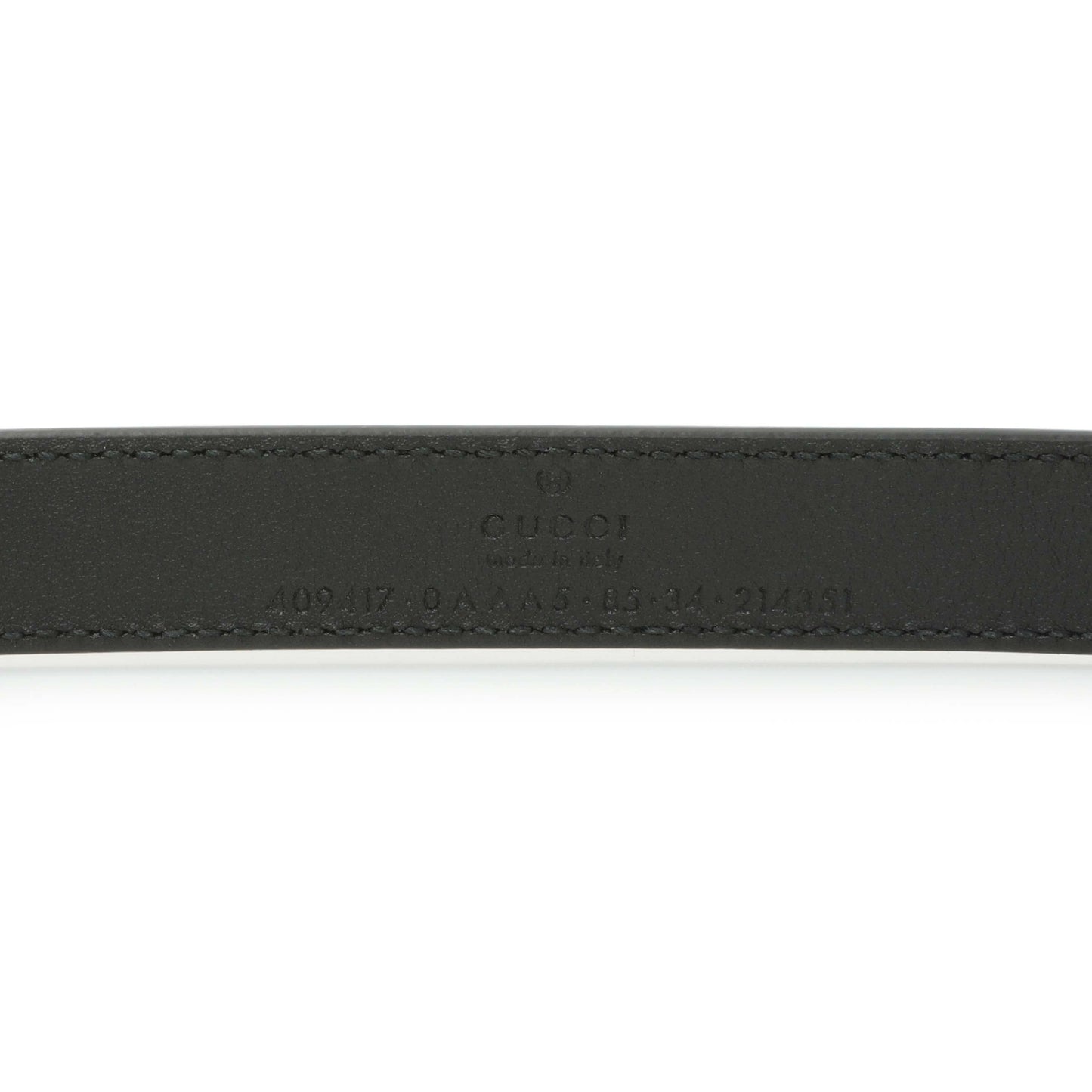 Exclusive Gucci Black Calfskin Double G 20mm Belt — Back View