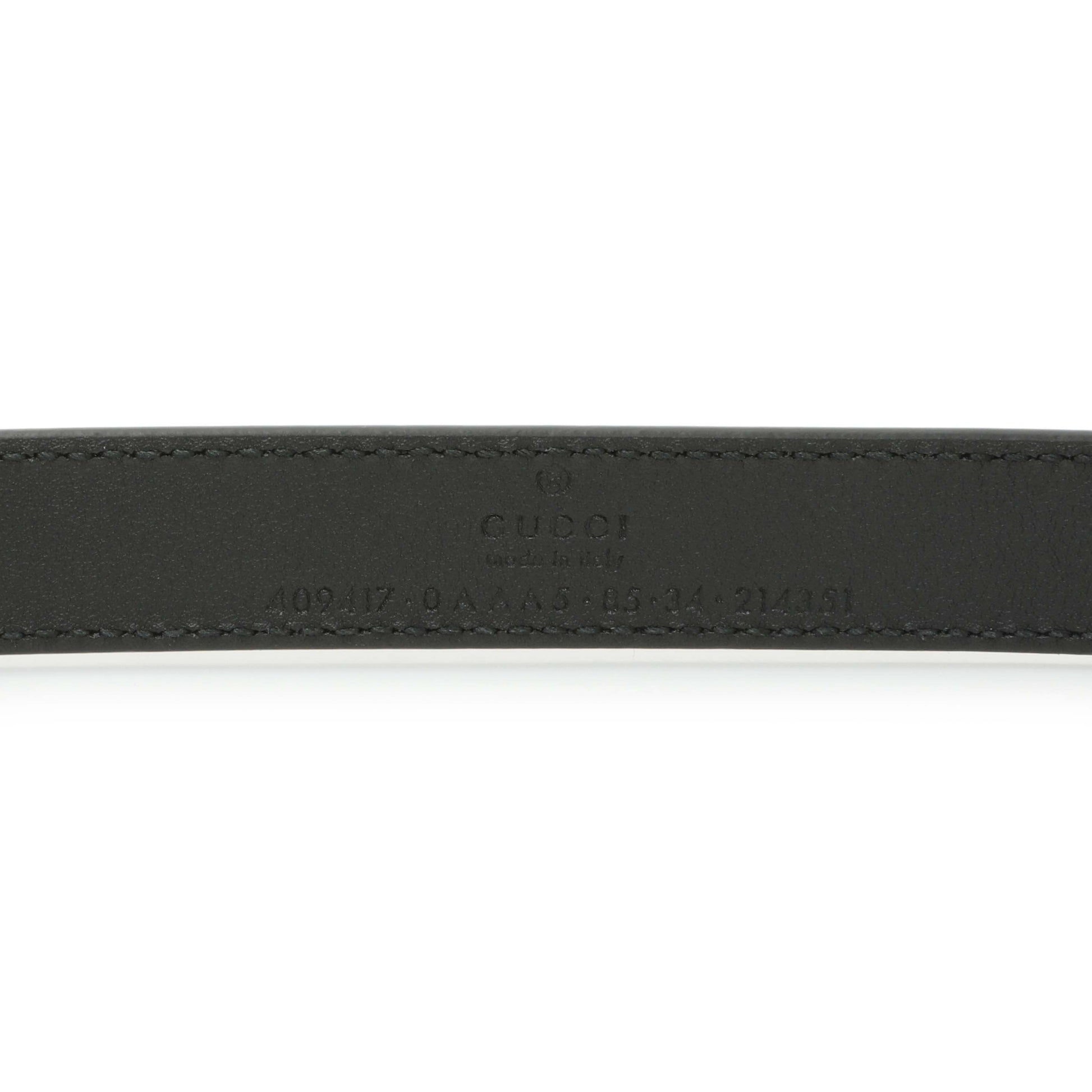 Exclusive Gucci Black Calfskin Double G 20mm Belt — Back View