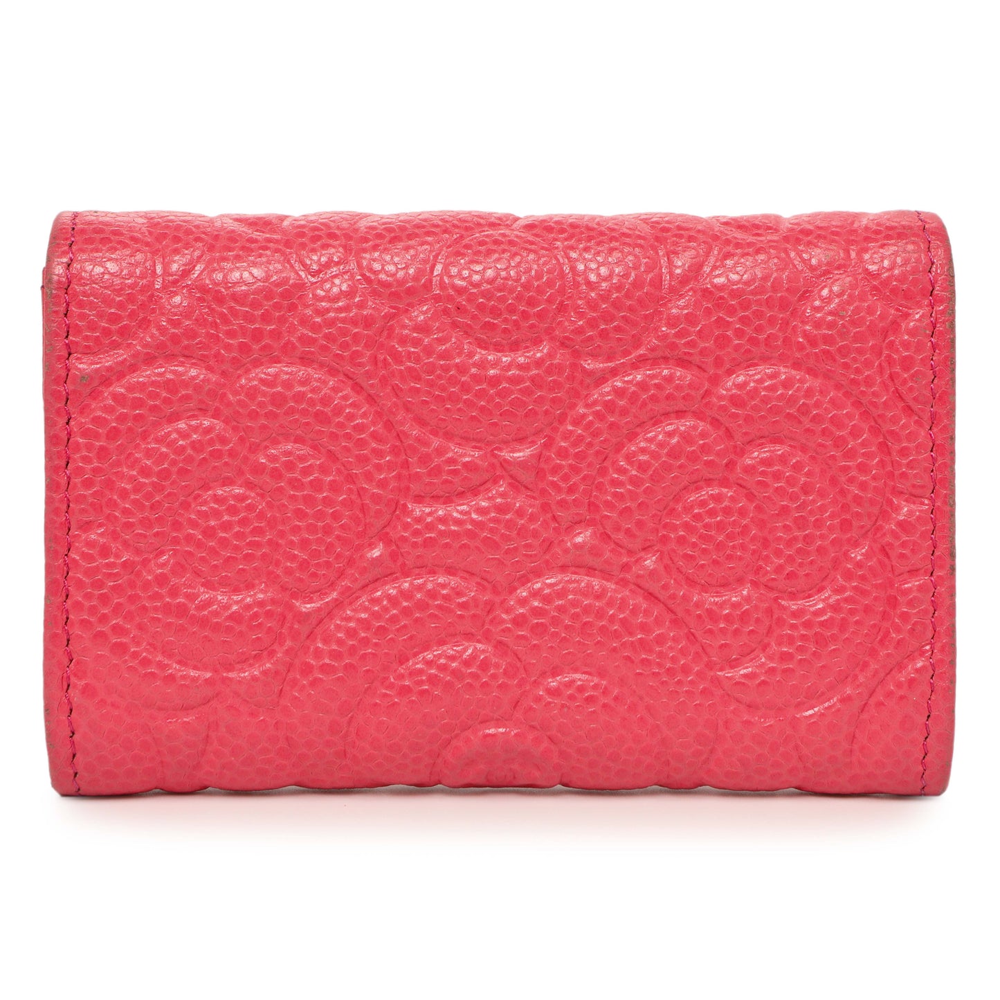 Exclusive Chanel Pink Caviar Camellia Card Holder — Side View
