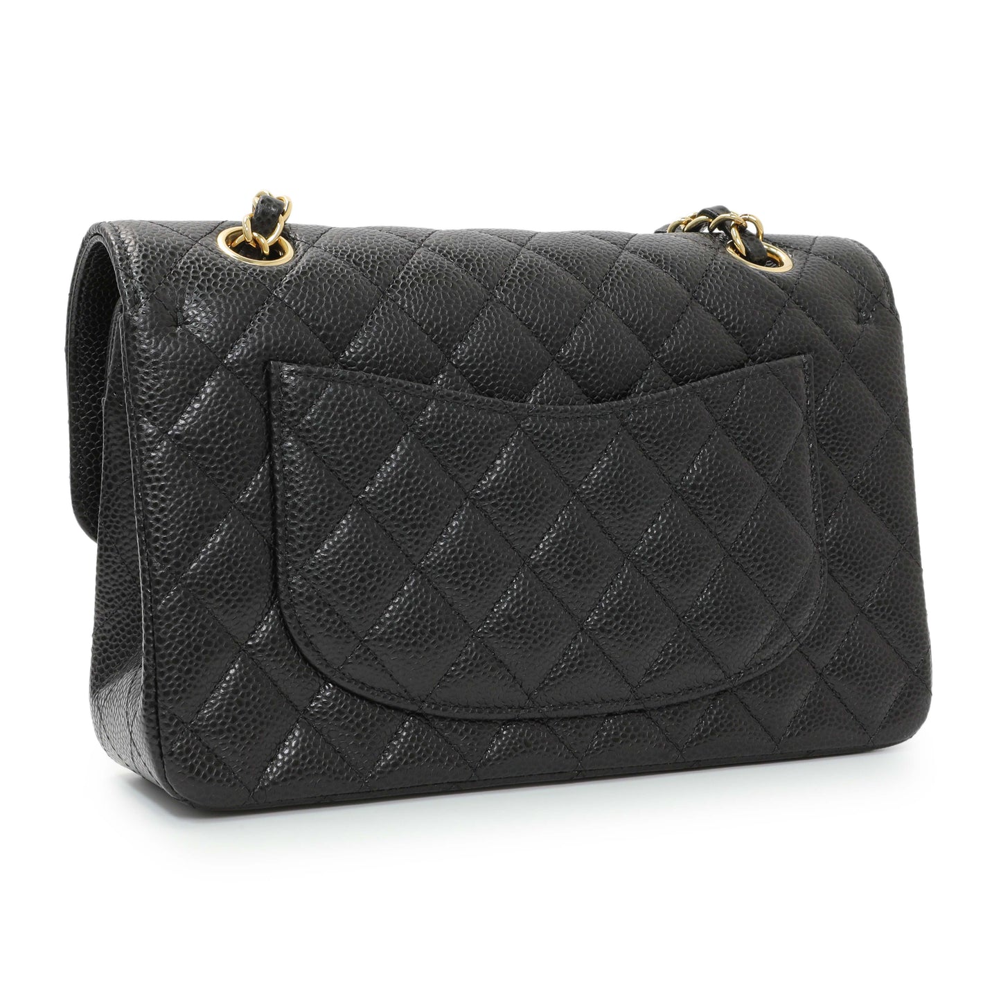 Exclusive Chanel Black Caviar Small Quilted Classic Double Flap — Side View