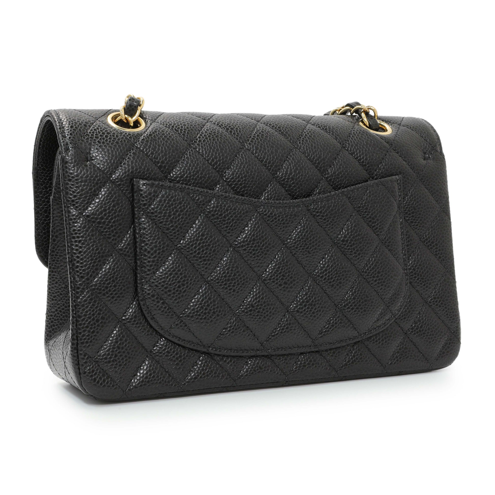 Exclusive Chanel Black Caviar Small Quilted Classic Double Flap — Side View